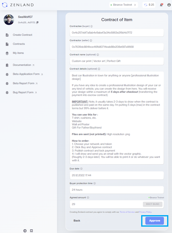 How to sell/buy graphic design with Zenland step 3 approve