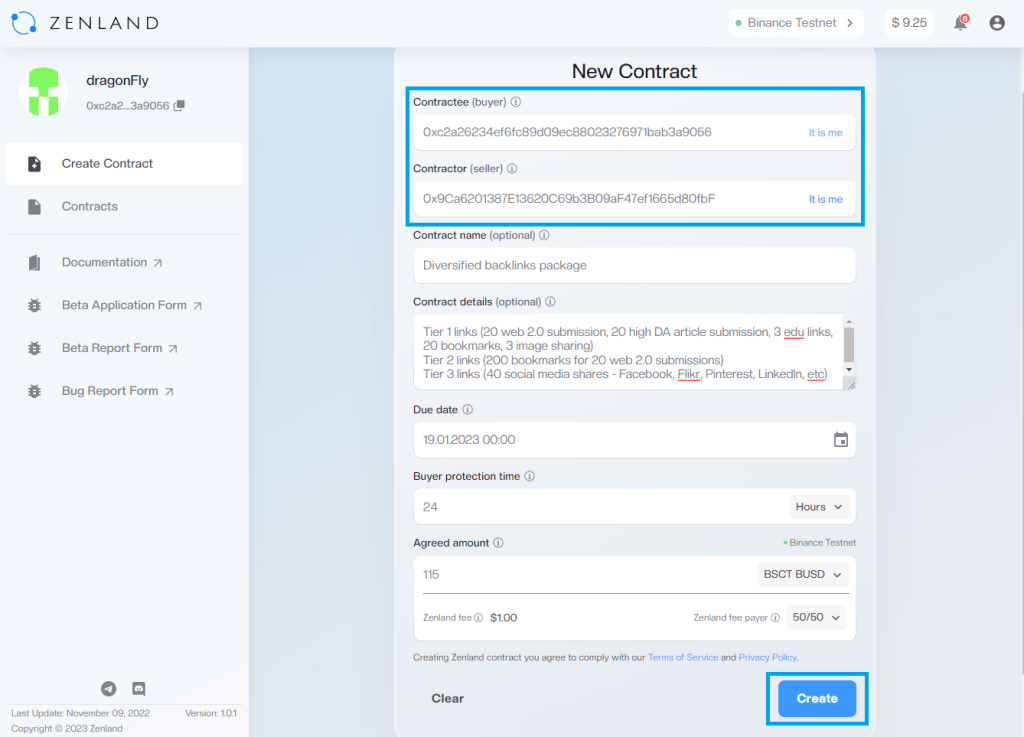 Fill out the simple escrow form to create a contract