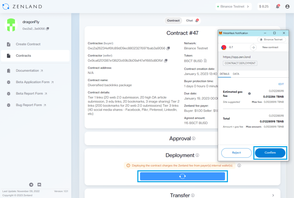 Escrow contract is deployed to a blockchain